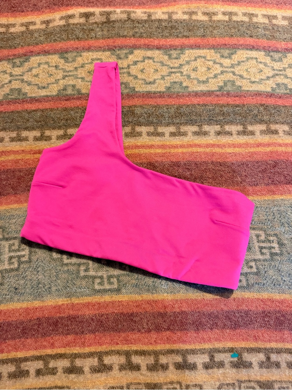 Terez TLC One Strap Sports Bra S Hot Pink Fuchsia One Shoulder Crop Top